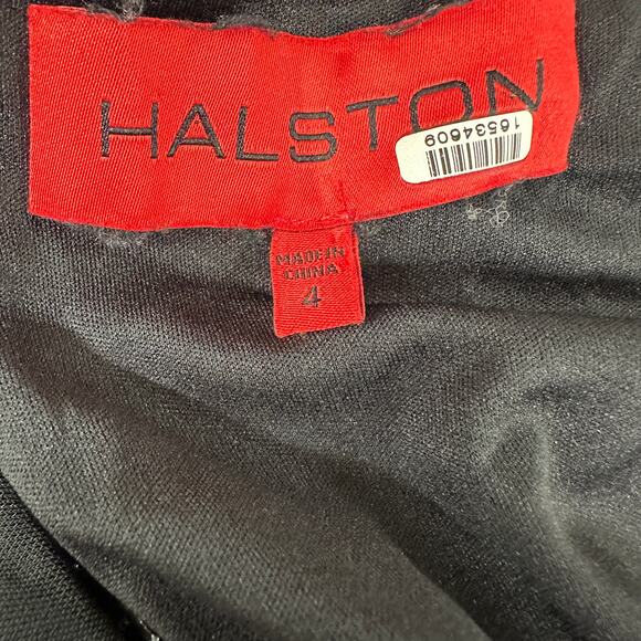 Halston Black Tank Gown Size 4 Cocktail Bodycon Halter Chic Maxi Dress $545 Flaw - Picture 9 of 12